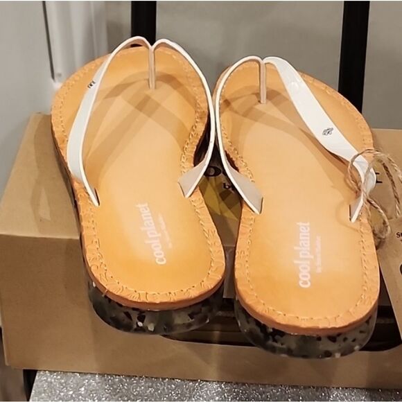 Steve Madden Cool Planet Planet Slip-On Open Toe Flats- White Croc - Picture 7 of 7